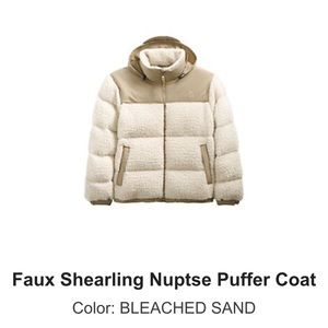 NWT North Face Nuptse Faux Shearling Puffer Jacket